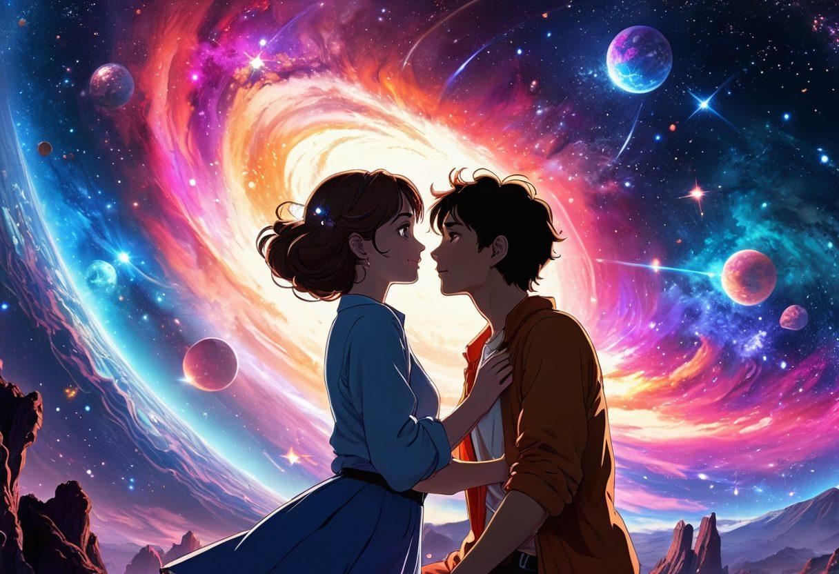 A mesmerizing scene showcasing a vibrant galaxy filled with animated characters from various adult animations, each exuding sensuality and charm. The background should feature a glowing cosmos with stars and nebulae, while the characters engage in playful, flirtatious interactions. Use bold colors to enhance depth and emotion, incorporating elements of anime artistry and unique animations. super-realistic. vibrant colors. cosmic theme.